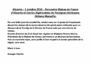 2016 10 01 ALICANTE RENCONTRES DES CERCLES ALGERIANISTES ET MAISON DE FRANCE